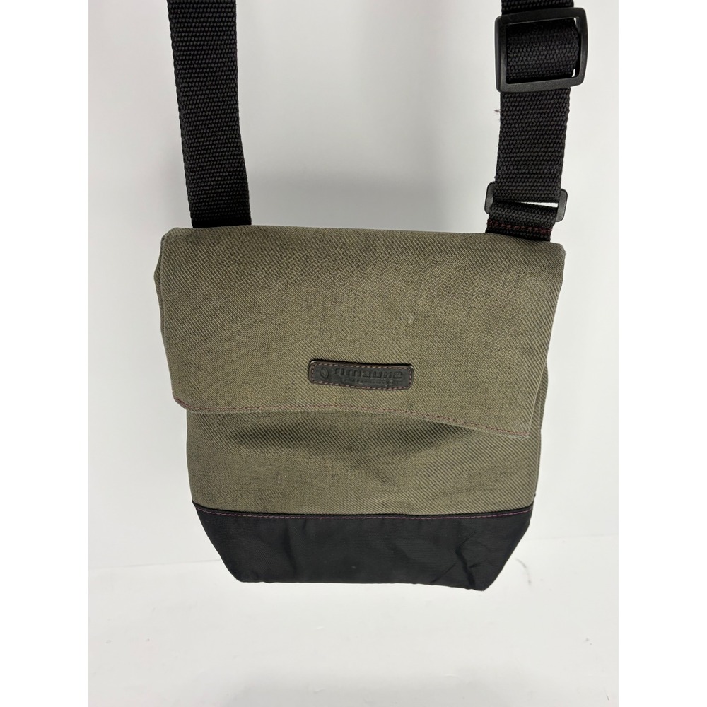 Timbuk2 Crossbody Messenger Bag Olive Green Canvas Magenta Polka Dot Lining